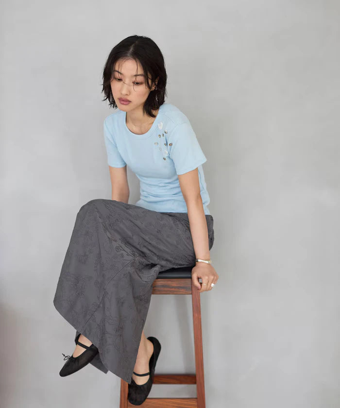 Many Button Cotton Modal Short Sleeve T-Shirt