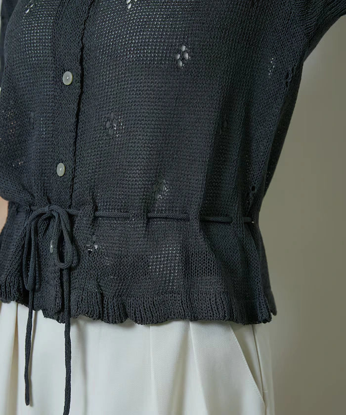 Linen Touch Eyelet Knit Cardigan Limited Edition