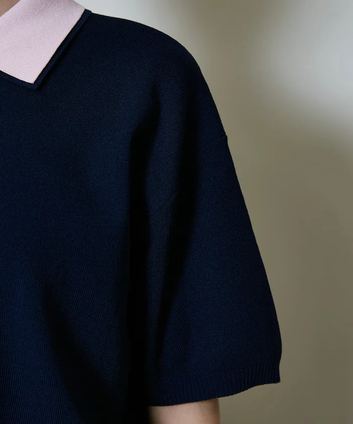 Color Scheme 2-Panel Collar Short Sleeve Knit Polo Shirt Limited Edition