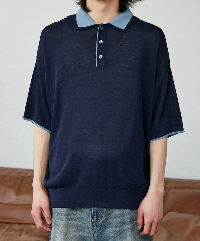 LOVE POP STUDIO Collar Layered Knit Polo Shirt Limited Edition