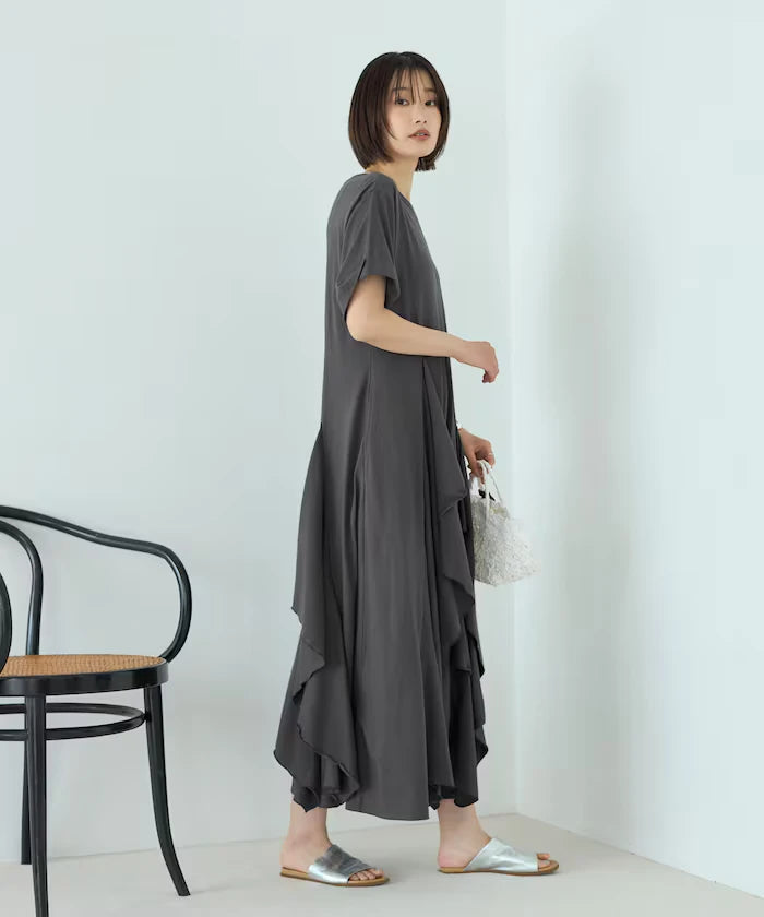 Organic Cotton Draped Flare Dress