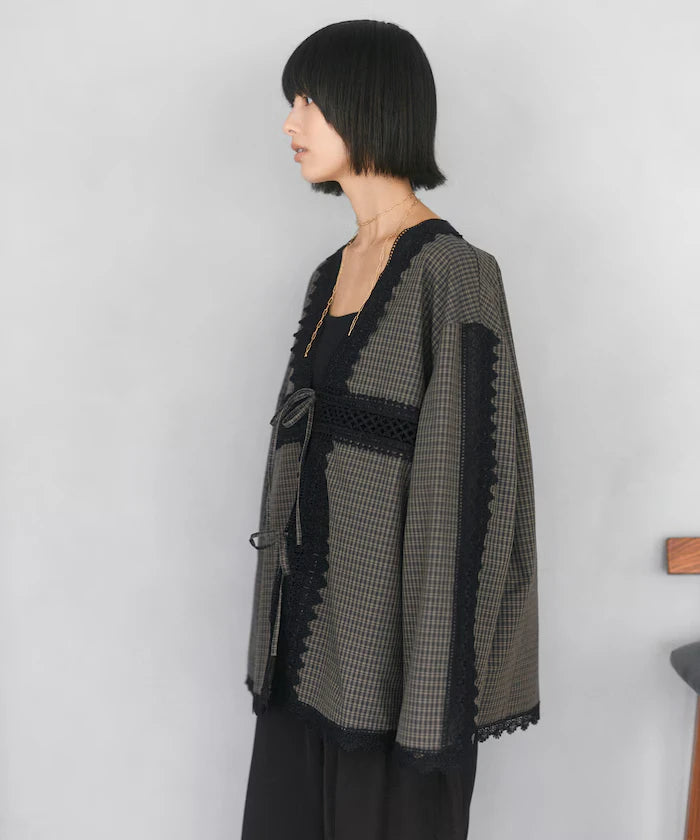 Lace Panel V-Neck Shirt