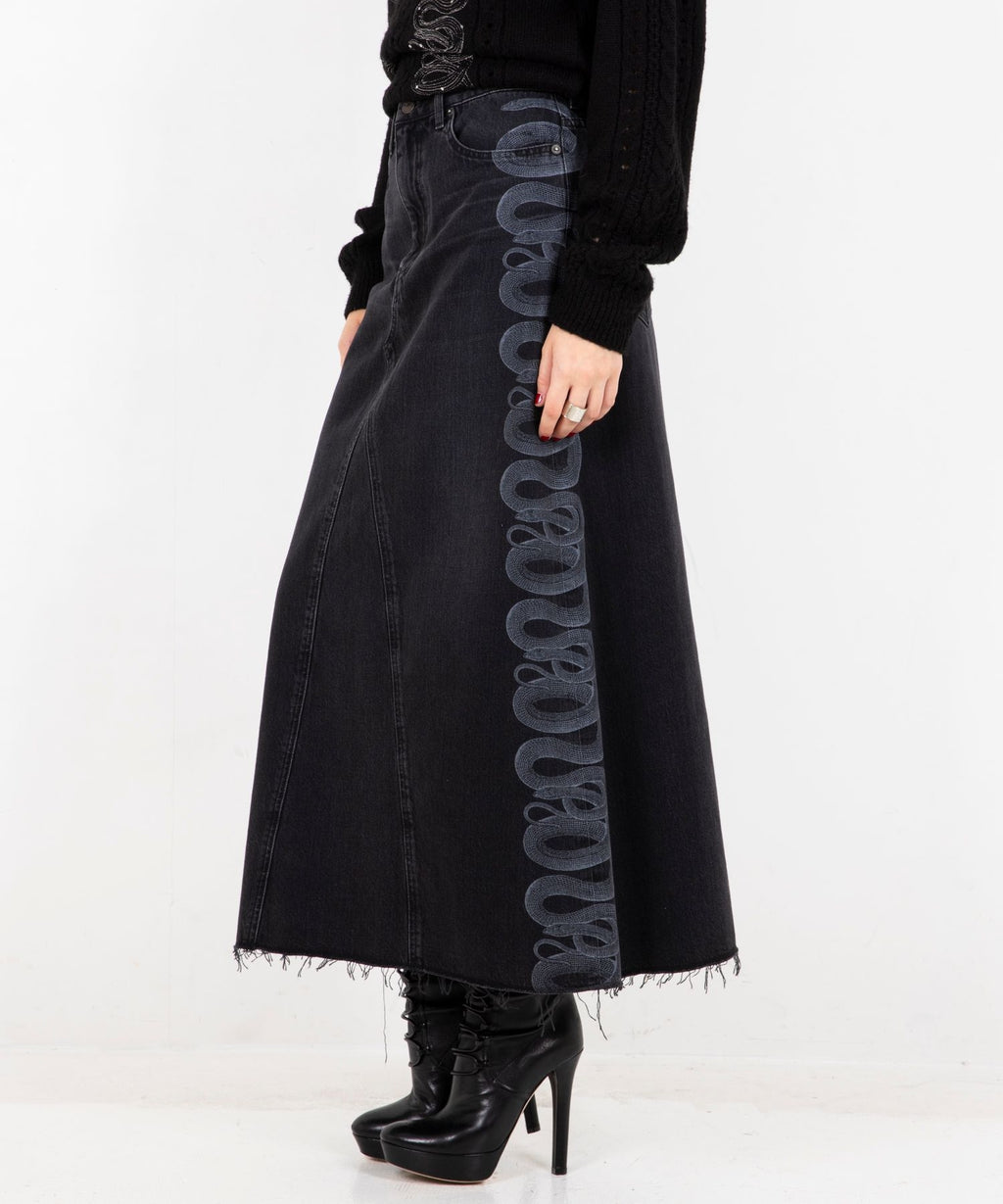 Snake Loop Remake Denim Skirt