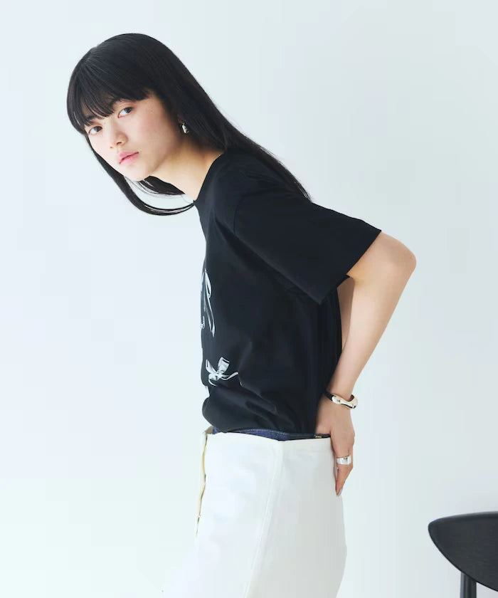 Comfortable Ribbon Print Crew Neck T-shirt