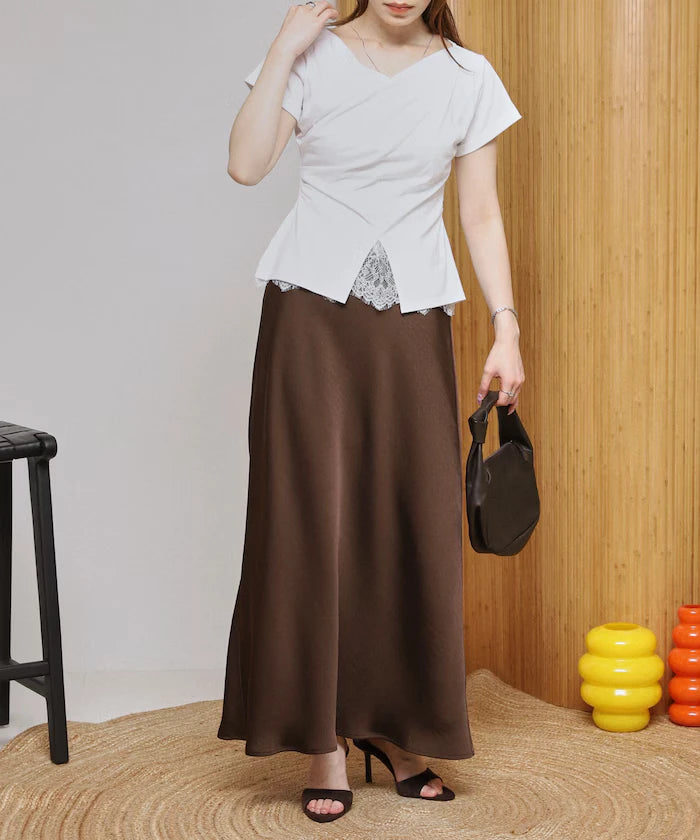 Lace Docking Draped Neck Top 【Limited Edition】
