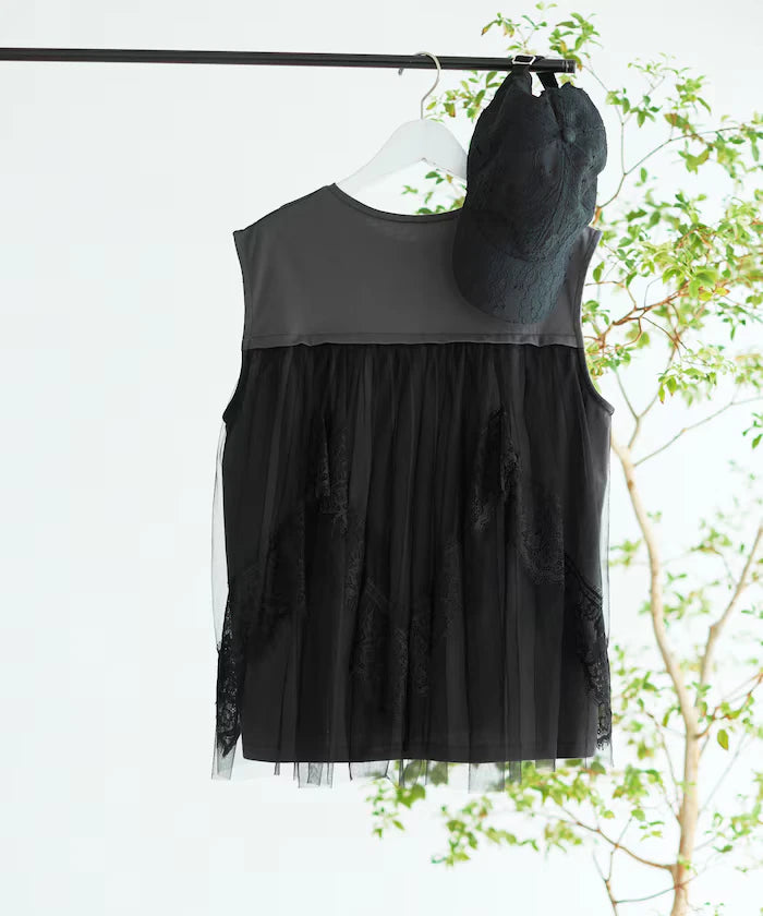 Organic Cotton Tulle Lace Docking Top