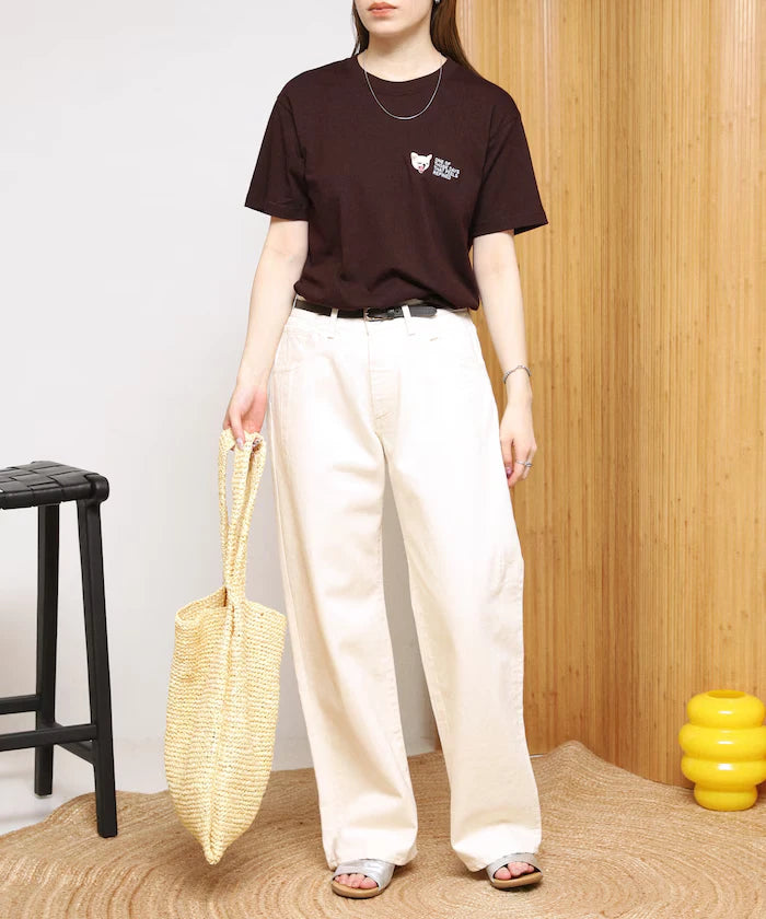 Organic Cotton One Point Animal Embroidery T-Shirt