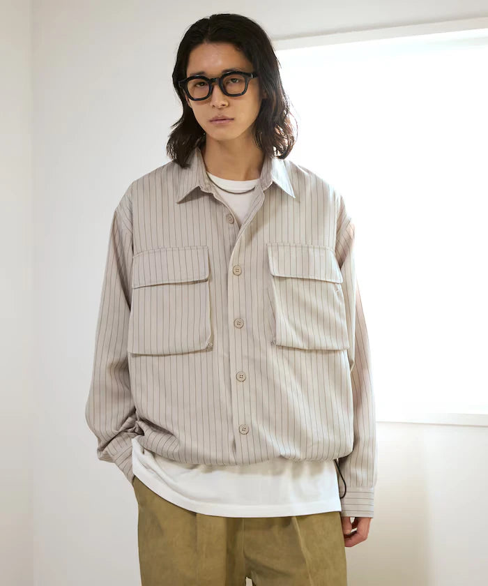 Stripe Shirt Blouson / Setup Compatible / Layer / Relaxed Fit