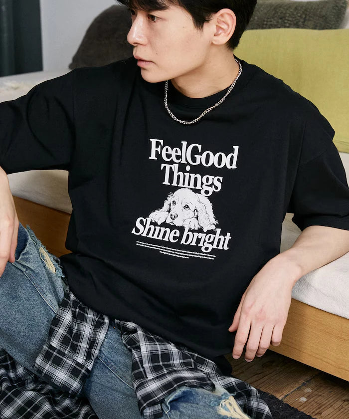 <Functional Material> Shime Bright Dog Print T-shirt Limited Edition