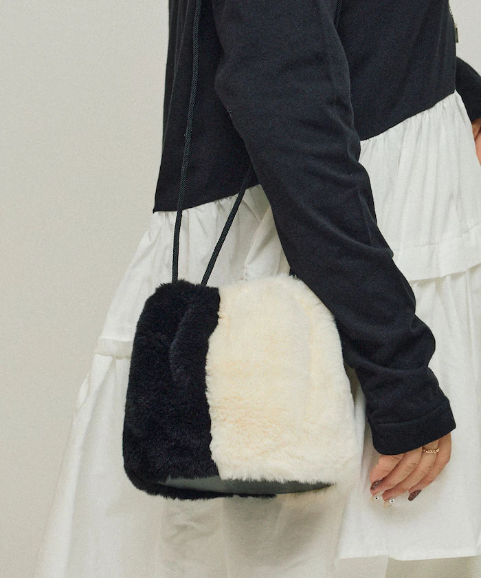 Fake Fur Mini Drawstring Bag