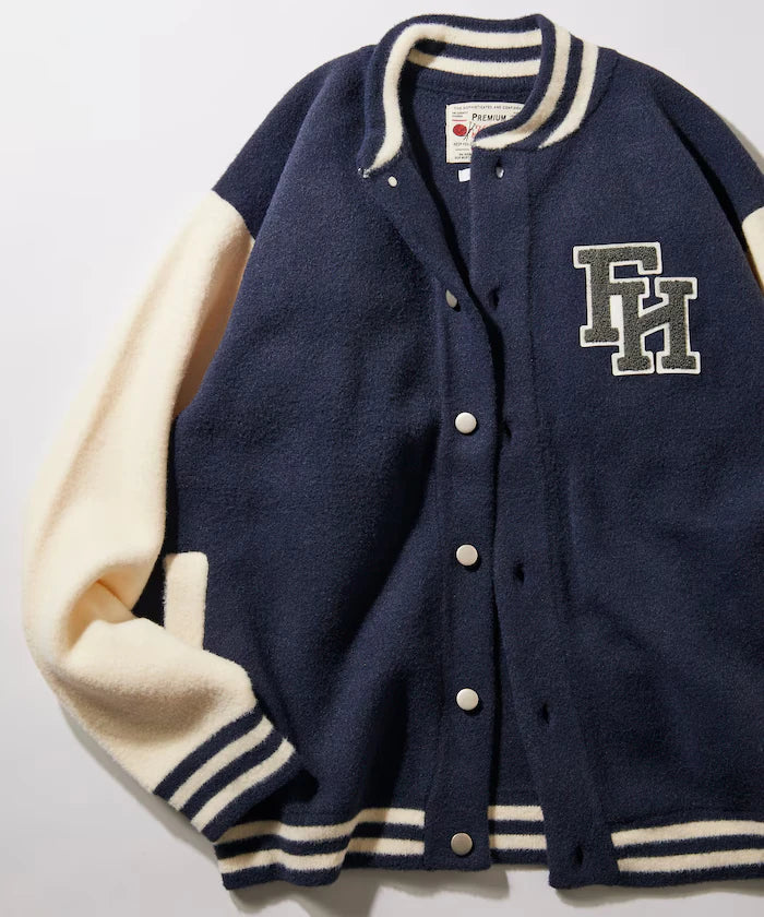 Relaxed Fit Logo Knit Varsity Jacket