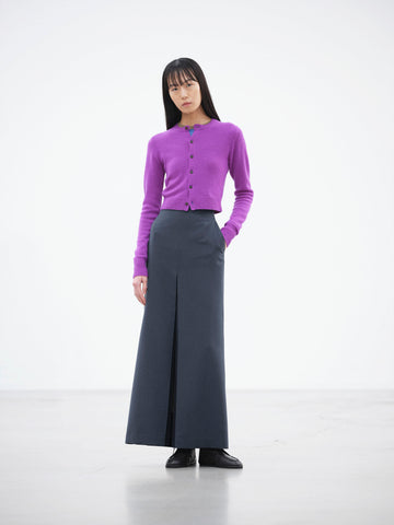 TENSE WOOL DOUBLE CLOTH SLIT SKIRT