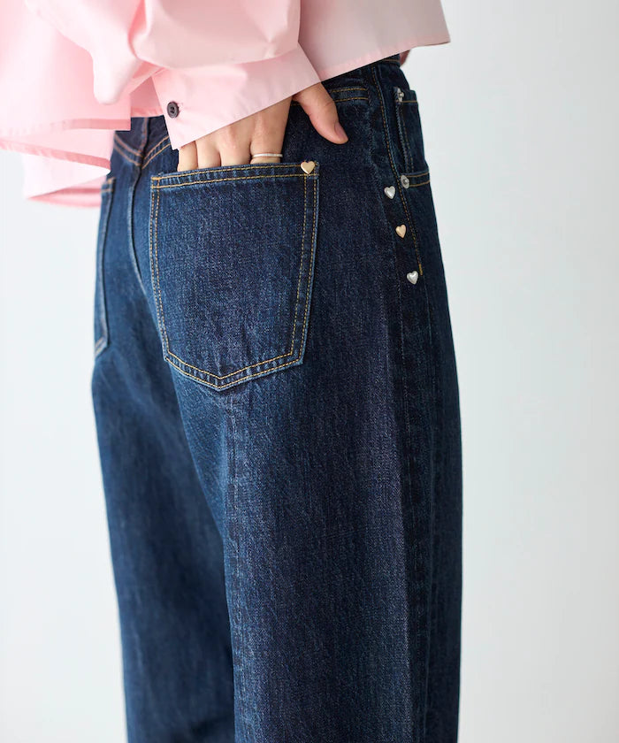 Heart Studs Curvy Denim / Wide Silhouette