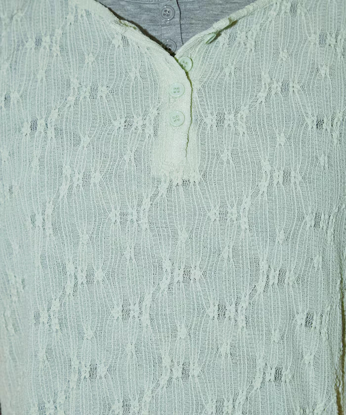<Set Item> Cut x Jacquard Henry Neck T-Shirt Limited Edition