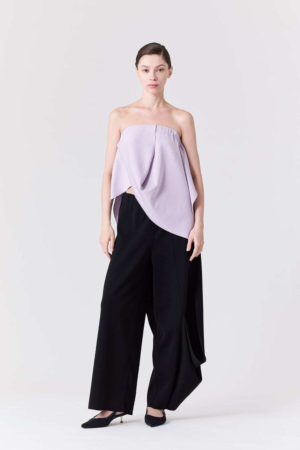 AC MILAN DRAPED STRAPLESS TOP