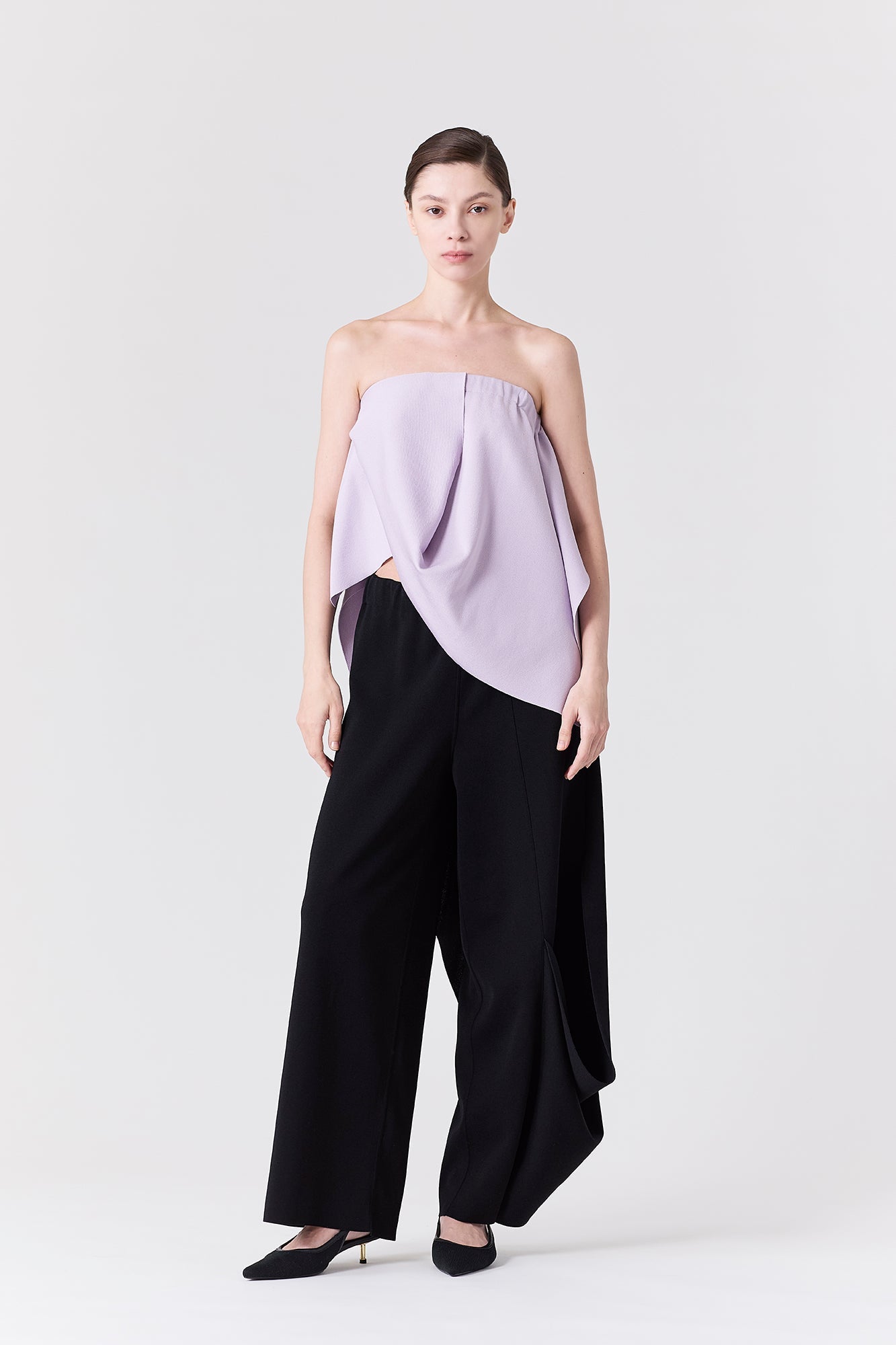 AC MILAN DRAPED STRAPLESS TOP