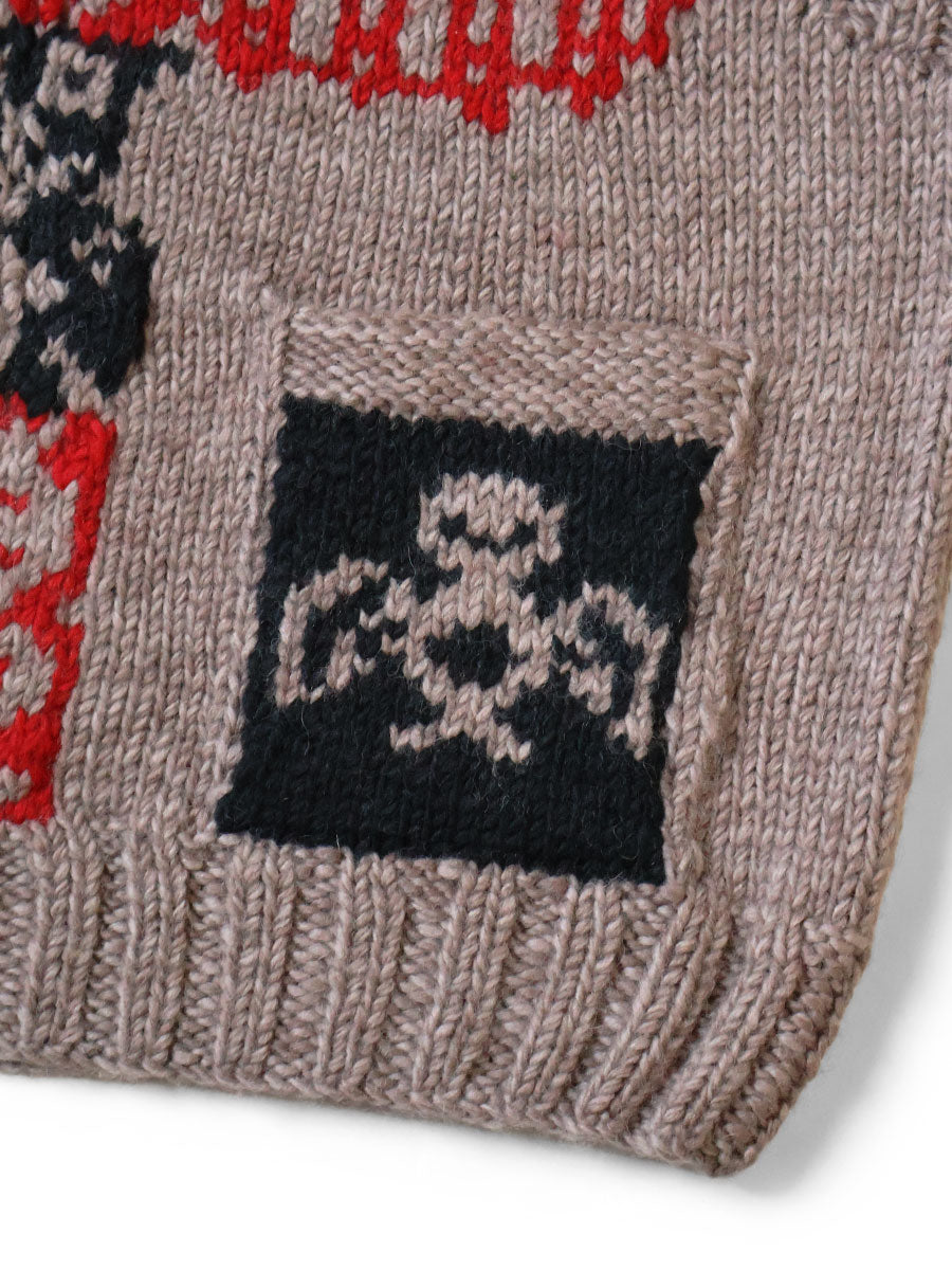 Handknit PECKISH Totem Pole ZIP Vest