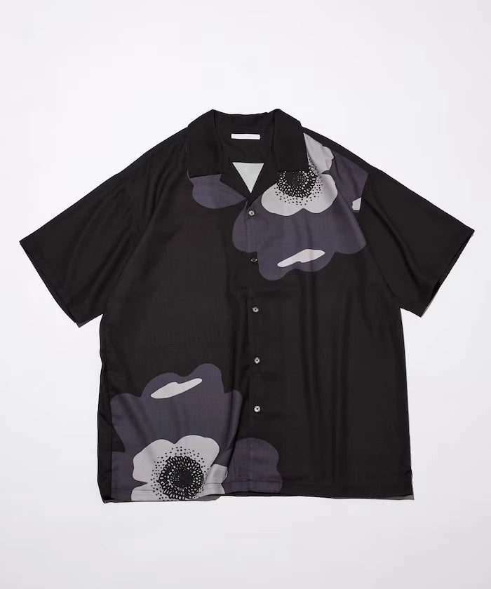 Open Collar Big Pattern Short Sleeve Shirt / Big Silhouette