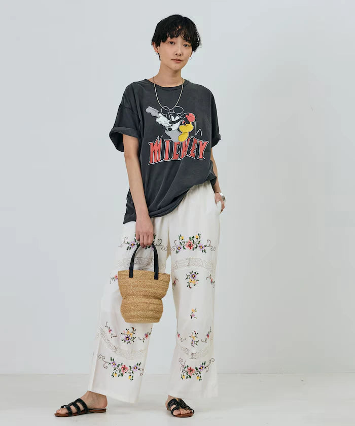 India Flower Cross Embroidery Lace Pants