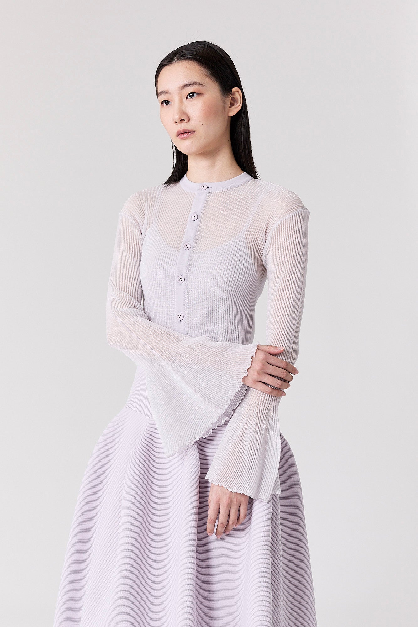 HYPHA LUCENT GLITTER BELL SLEEVE CARDIGAN