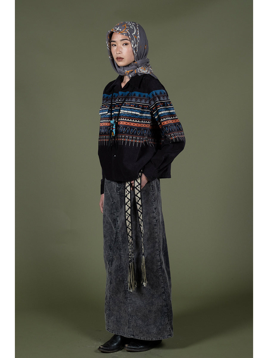 14W Corduroy Pencil Skirt (Dirty Dyed)