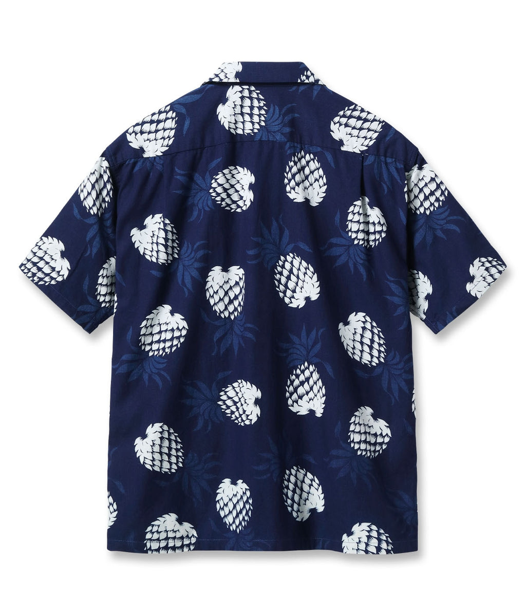 Duke Kahanamoku Indigo Cotton Hawaiian Shirt Duke's Pineapple