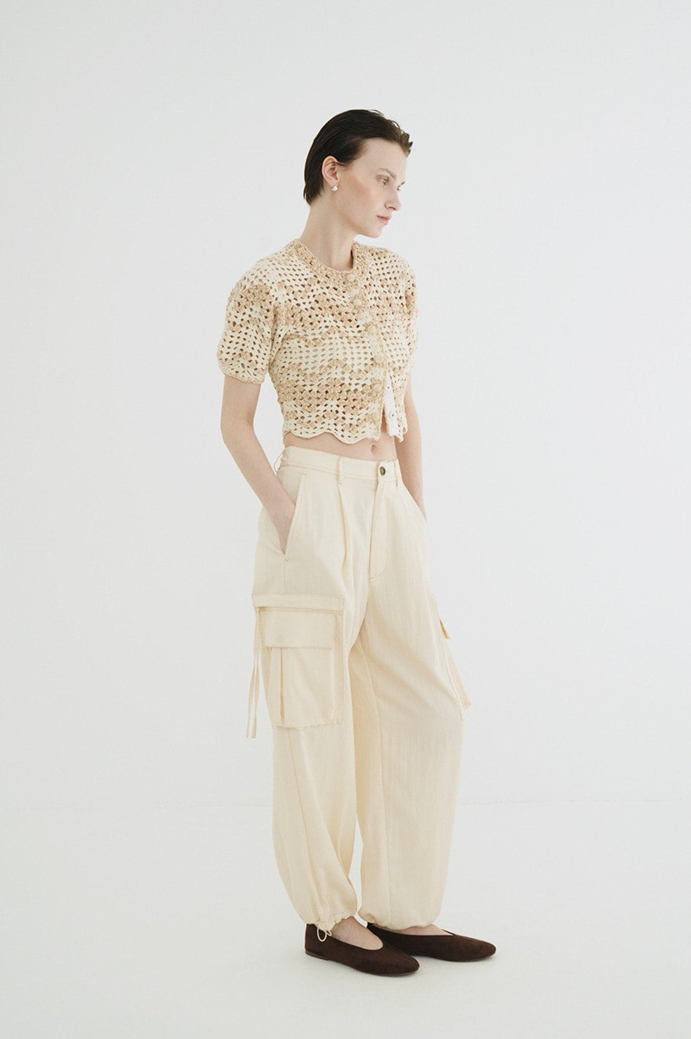 MALL BORDER HAND CROCHET KNIT CARDIGAN