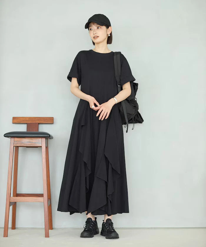 Organic Cotton Draped Flare Dress