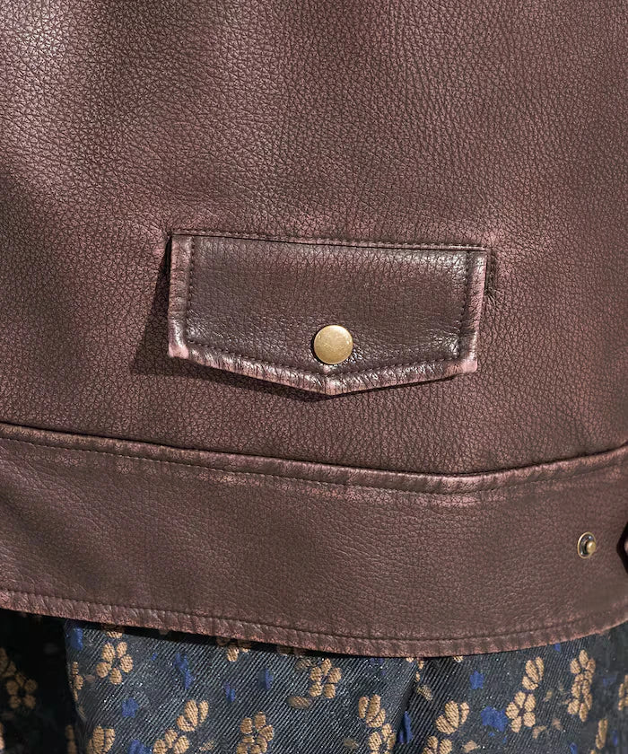 Vintage-Like Leather Double Riders Jacket