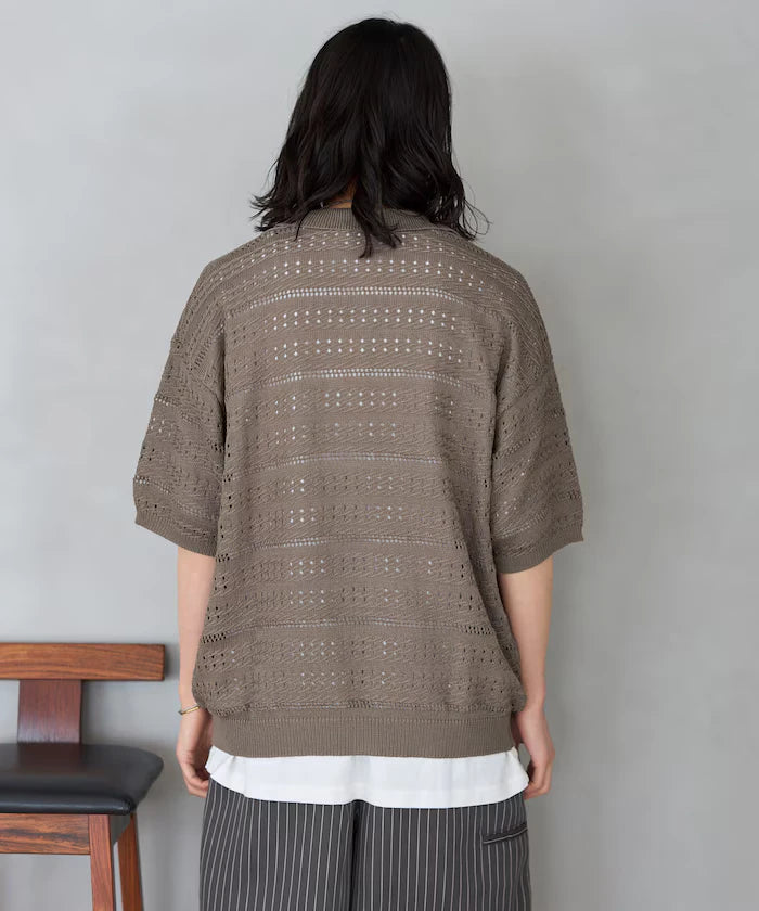 Big Silhouette Short Sleeve Knit Polo Shirt