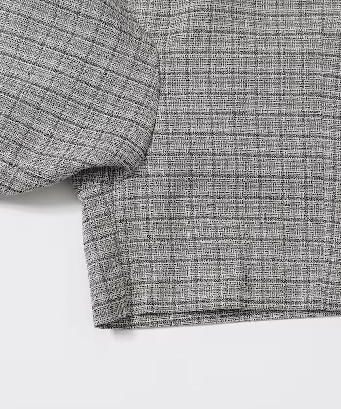 Collar Check Balloon Sleeve Shirt / Compatible with Setup