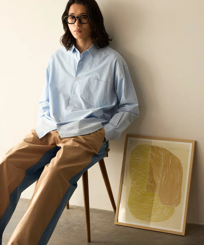 Nuance Color Oversized Regular Collar Long Sleeve Shirt