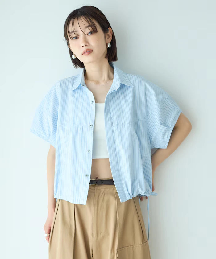 Switch Short Sleeve Hem Code Blouse