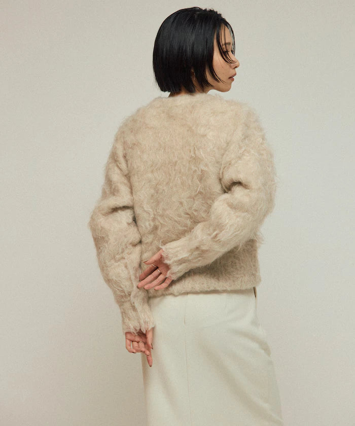 Variation Button Shaggy Knit Cardigan
