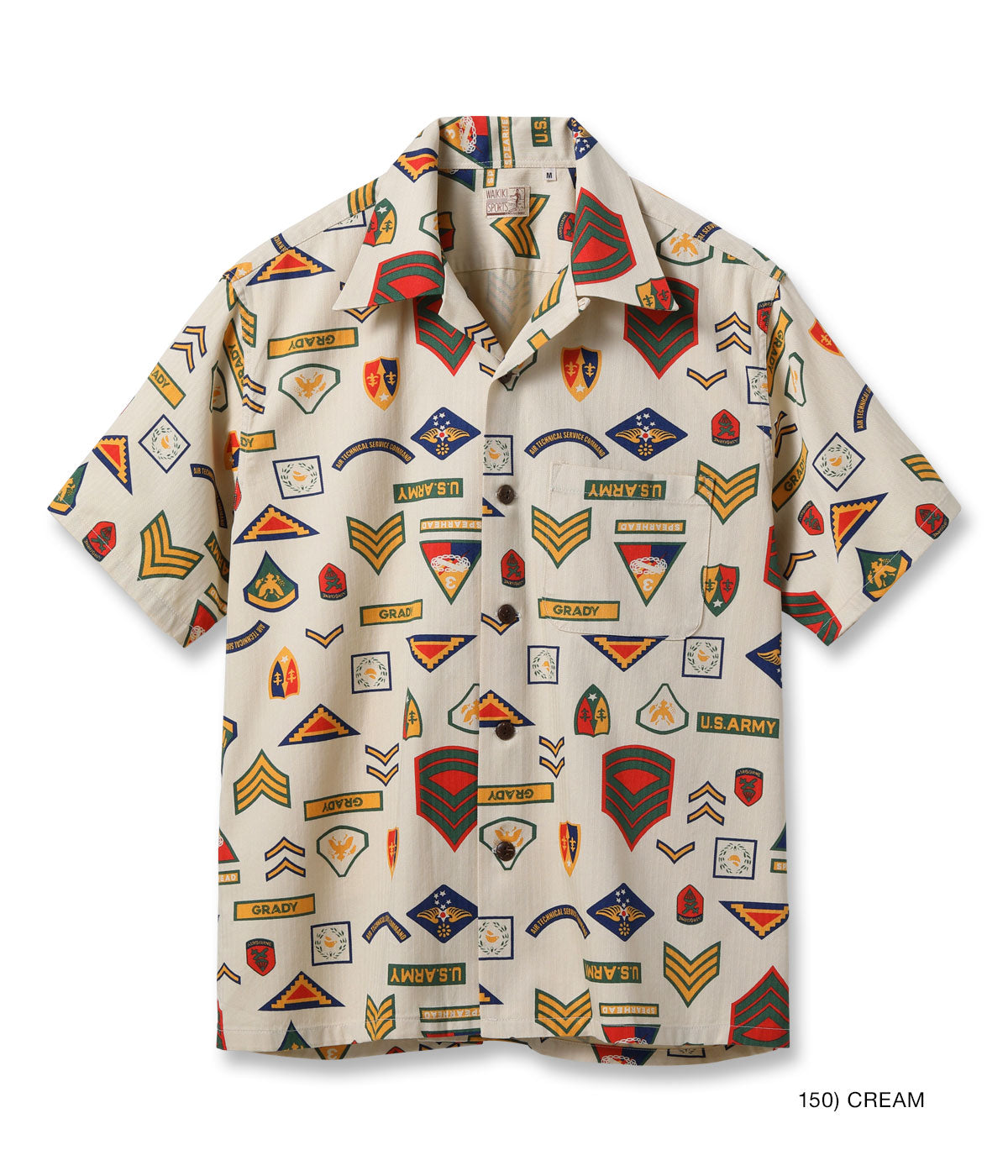 Cotton Herringbone Hawaiian Shirt "Insignia Of Army"