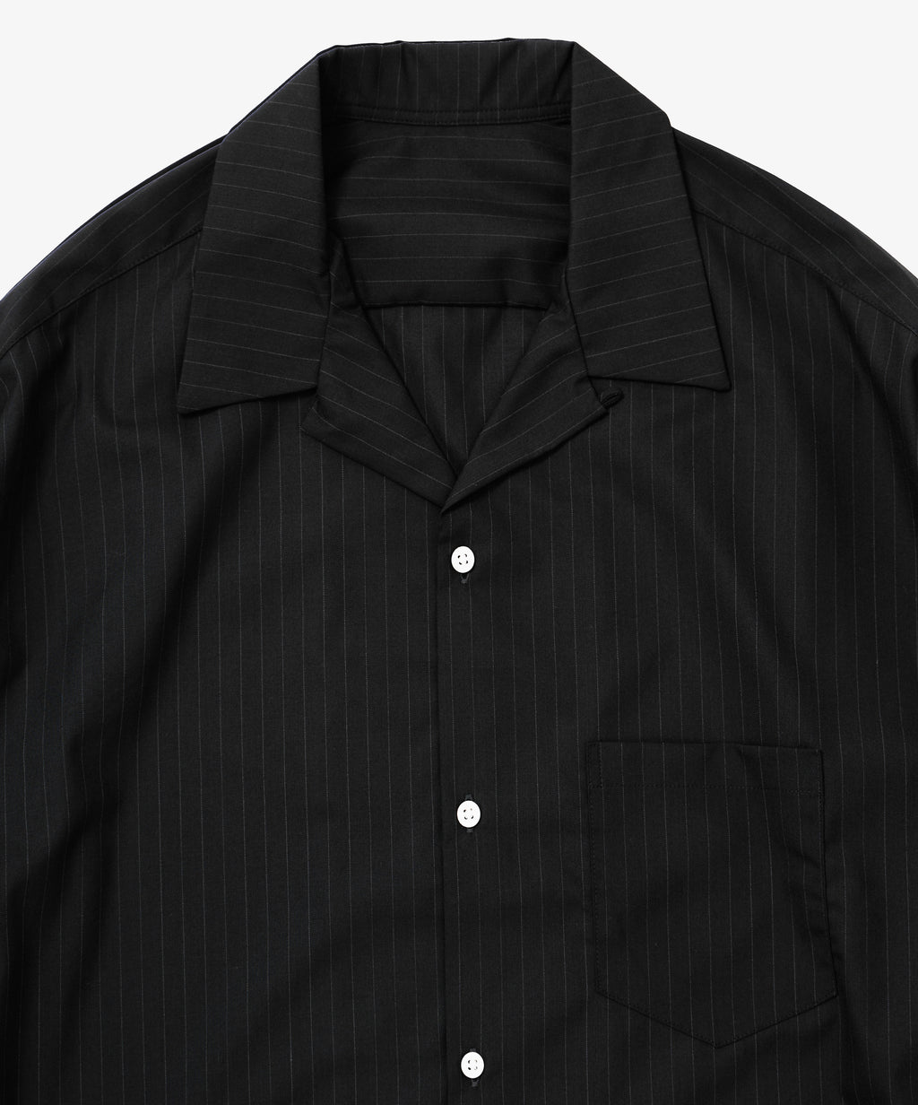 re-engineered overshirt short sleeve black stripe