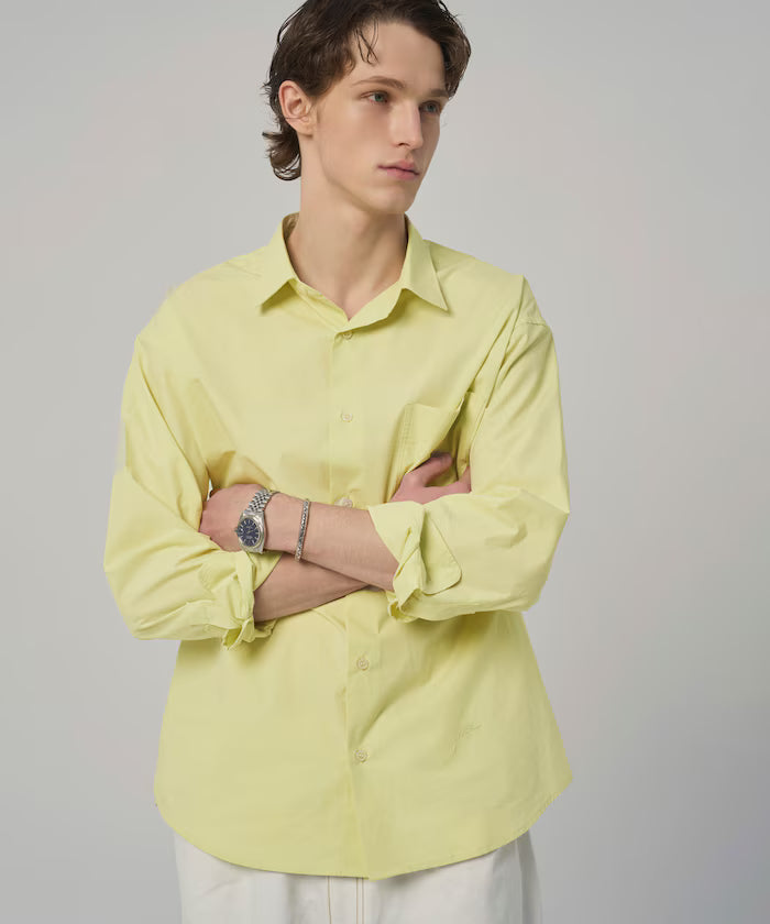Nuance Color Oversized Regular Collar Long Sleeve Shirt