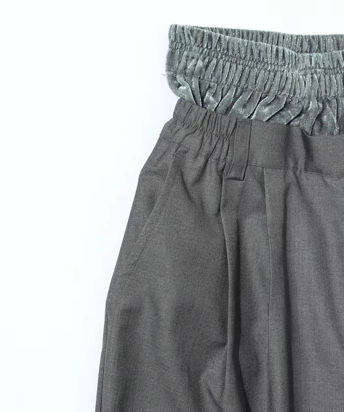 Velour Double Waist Easy Slacks / Wide Silhouette Wool-like Slacks Pants