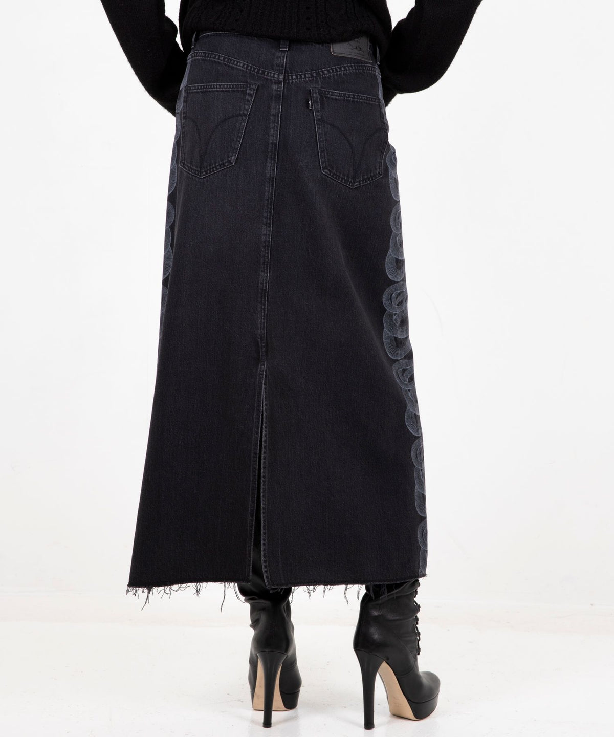 Snake Loop Remake Denim Skirt