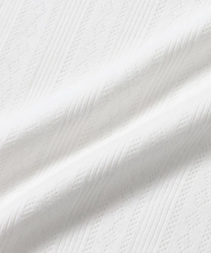 Henry Neck Knitted Lace T-Shirt