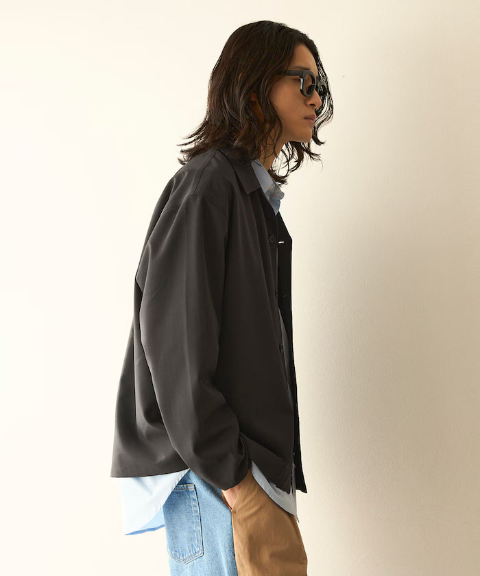 Functional Material Oversized CPO Shirt & Wide Easy Pants Setup / Washable / UV Cut / Quick Dry / Contact Cooling