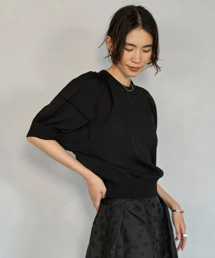 Japan Made Whole Garment Puff Sleeve Top