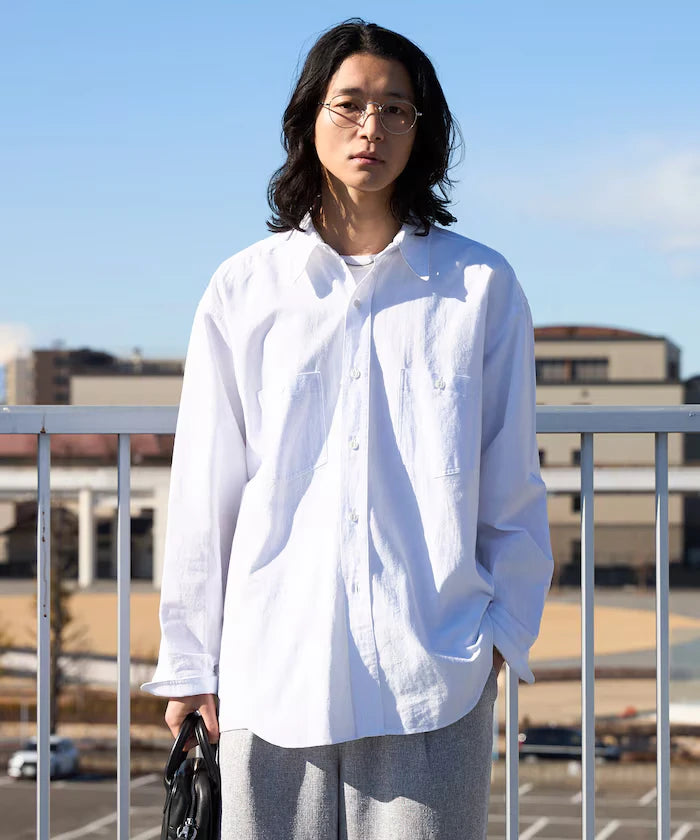 Oversized Classic Regular Collar Chambray Shirt Long Sleeve