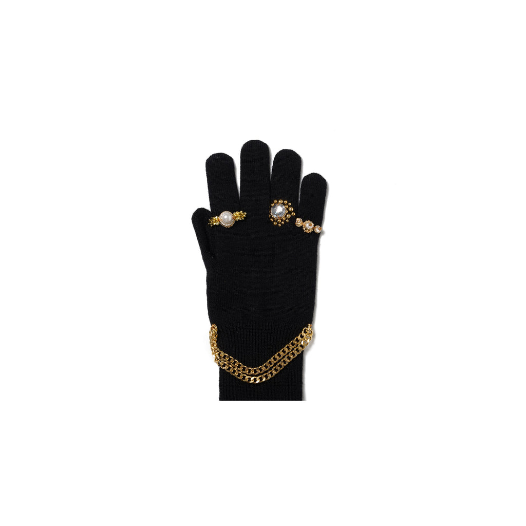 JEWELRY ATTACHED LONG GLOVES / SMALL：BALCK GOLD