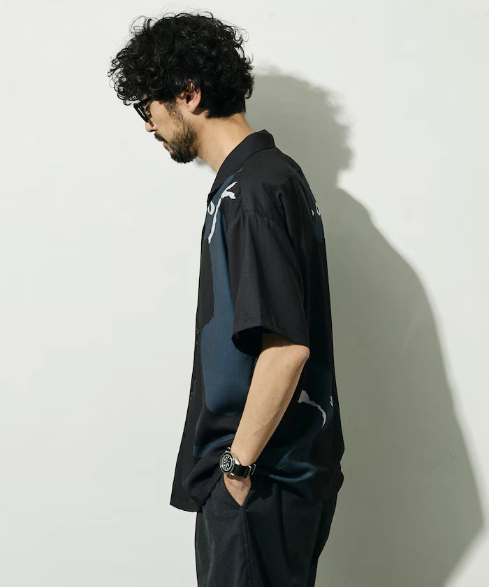 Open Collar Big Pattern Short Sleeve Shirt / Big Silhouette