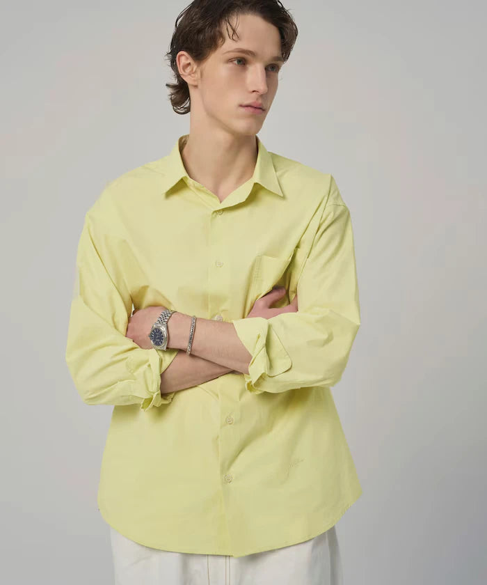 Nuance Color Oversized Regular Collar Long Sleeve Shirt