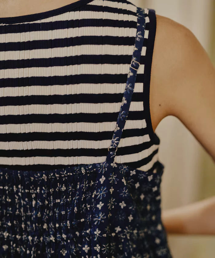 India Woodblock Flower Print Cami Dress