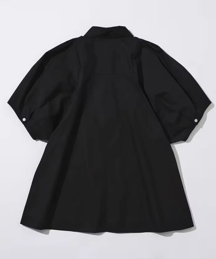 Color Added Balloon Sleeve Shirt / 5 Sleeve Blouse