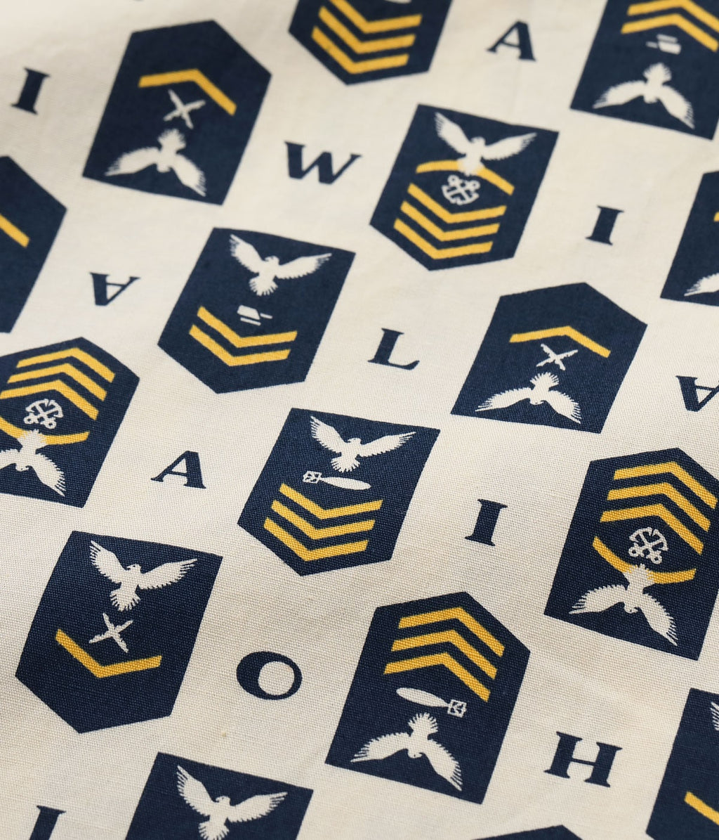Cotton Broad Hawaiian Shirt 'Navy's Chevron'