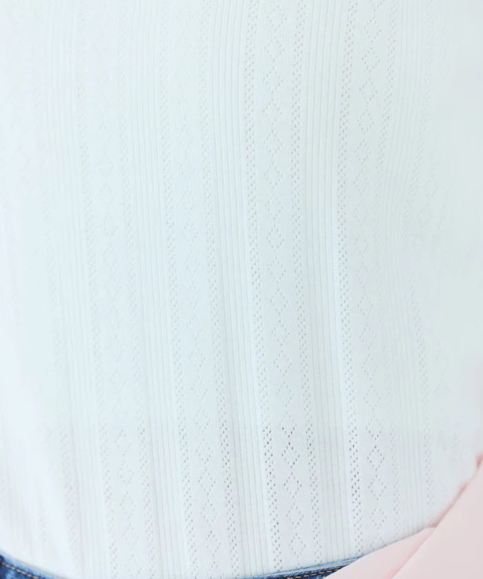 Boat Neck Pullover Knit Lace T-Shirt
